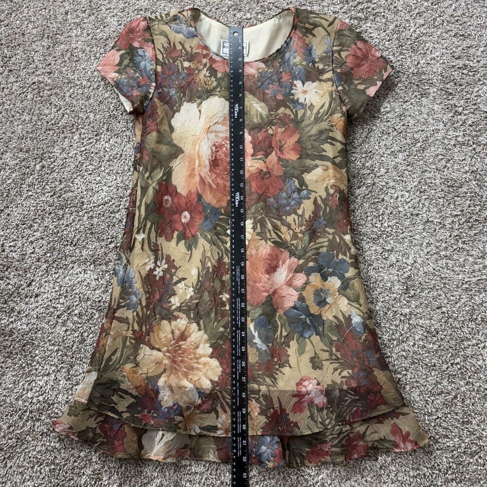Vintage Karin Stevens Womens Dress 4 Petite Floral Crinkle Romantic Boho USA - Picture 4 of 7